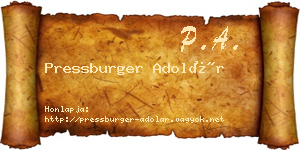 Pressburger Adolár névjegykártya